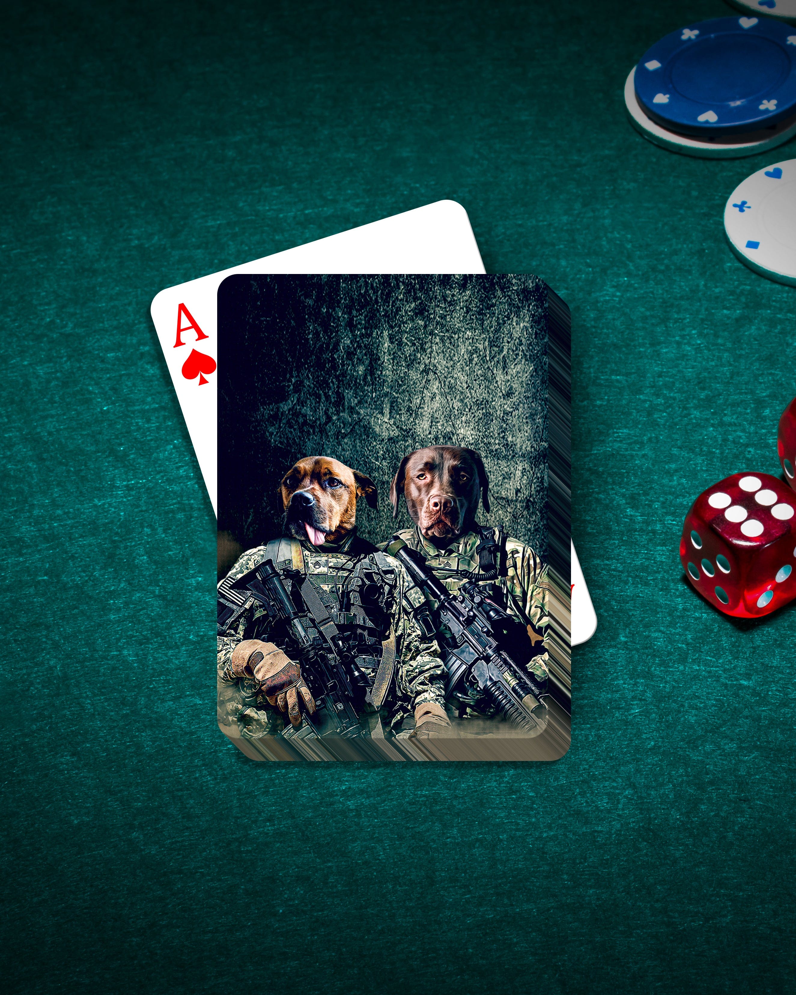 &#39;The Army Veterans&#39; Personalized 2 Pet Playing Cards