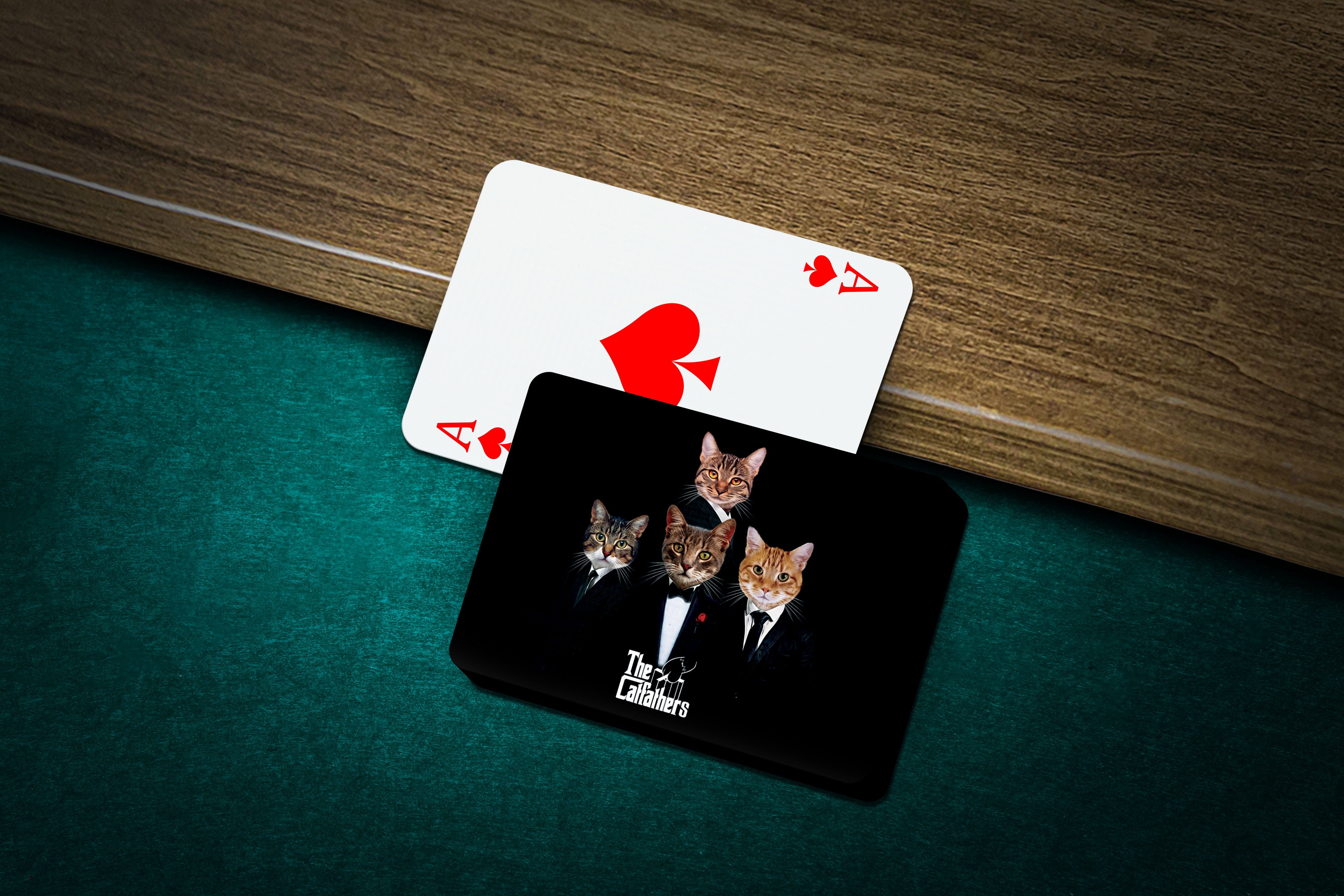 &#39;The Catfathers&#39; Personalized 4 Pet Playing Cards