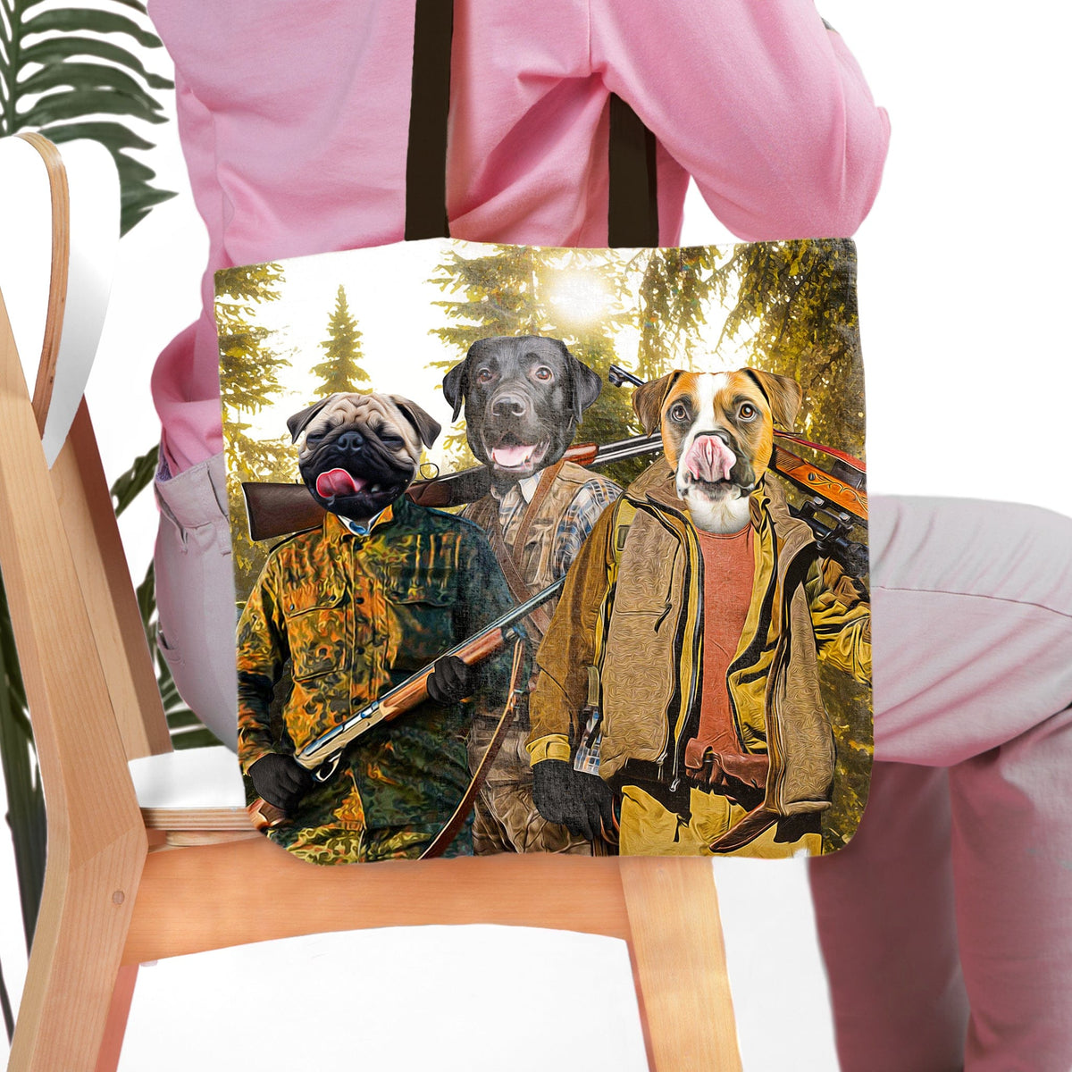 'The Hunters' Personalized 3 Pet Tote Bag doggovinci