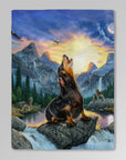 'The Retro Wolf' Personalized Pet Blanket