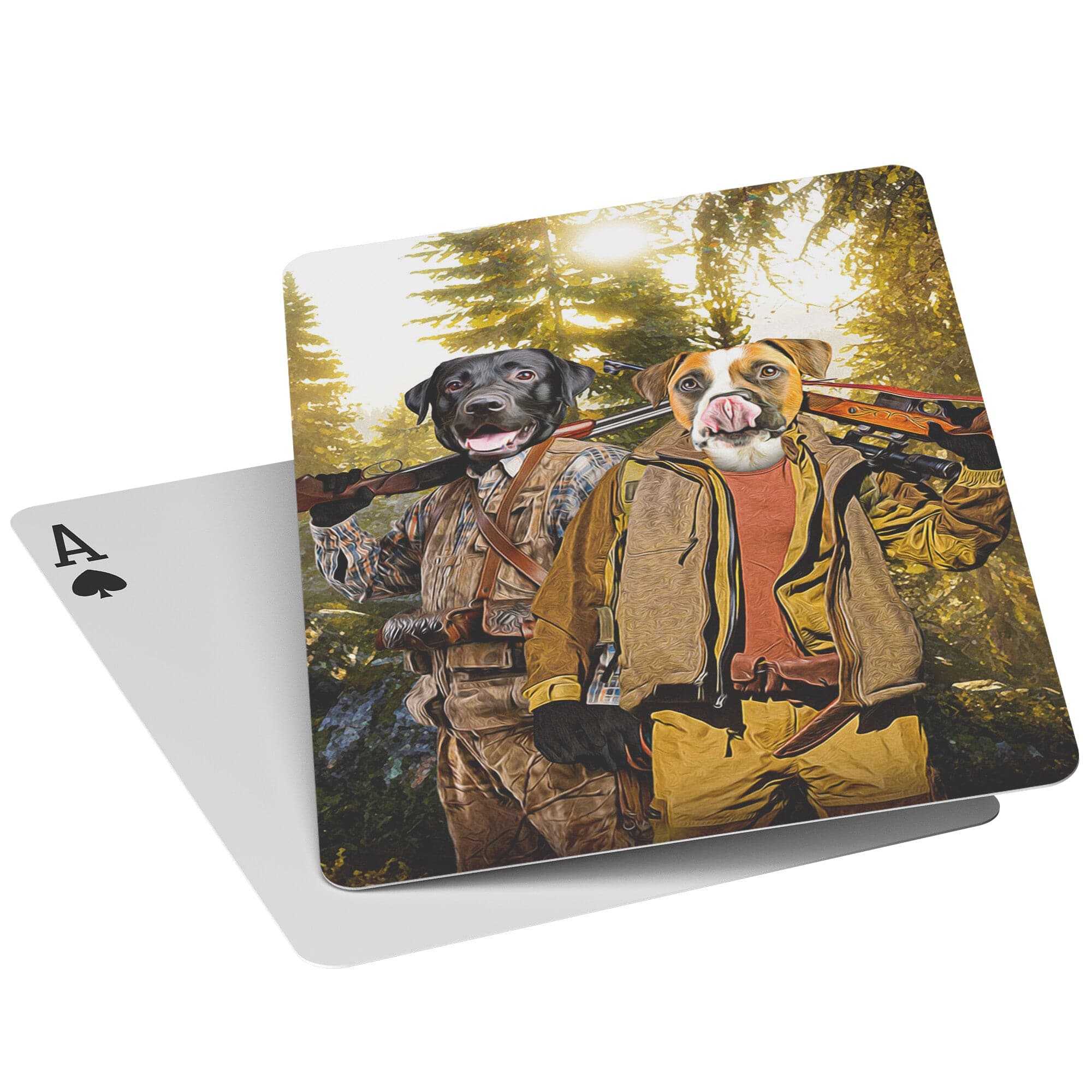 &#39;The Hunters&#39; Personalized 2 Pet Playing Cards