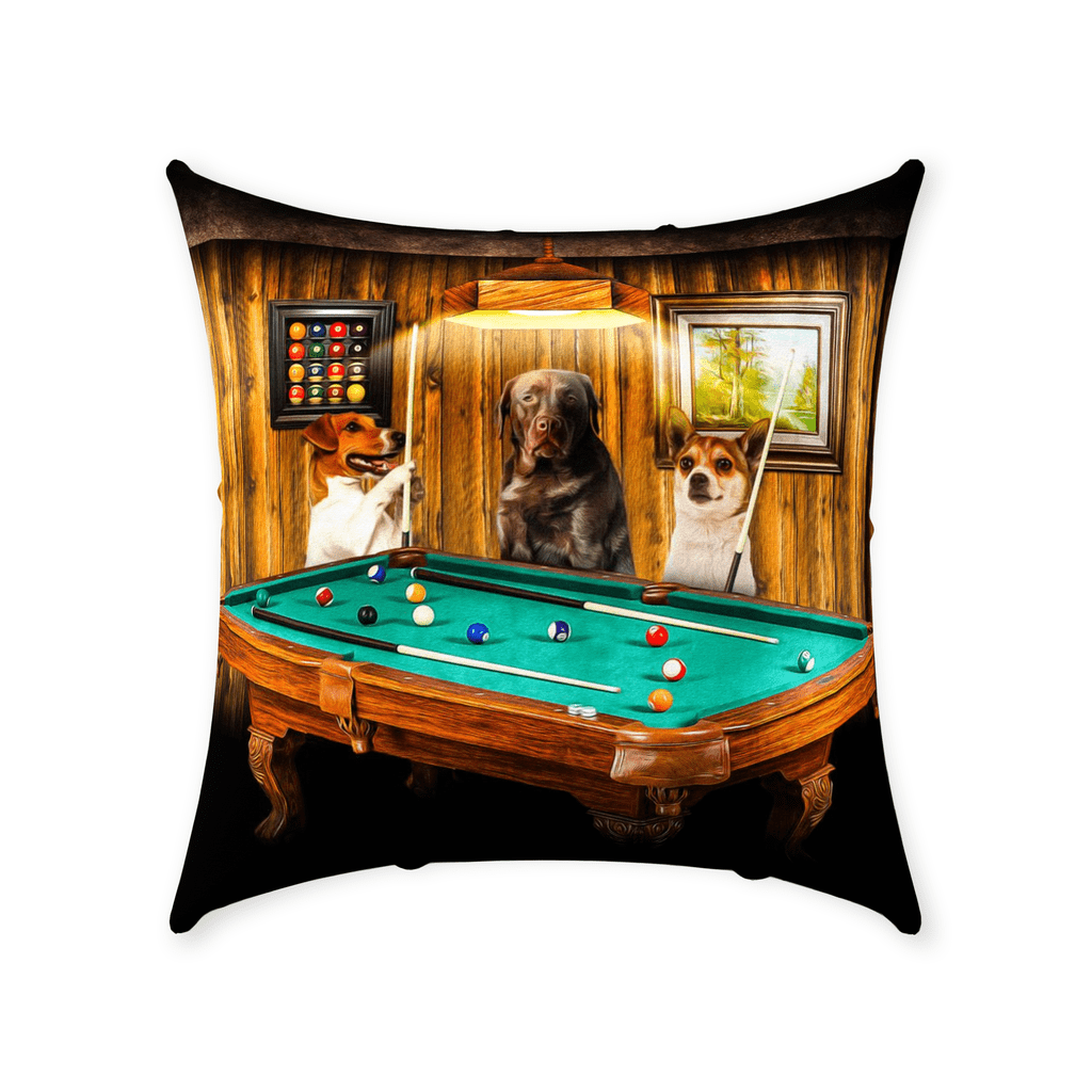 &#39;The Pool Players&#39; Personalized 3 Pet Throw Pillow