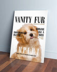 Personalized pet canvas featuring a cute light brown puppy on a magazine cover design.