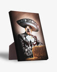 Personalized pet standing canvas featuring a bulldog in a red mariachi suit and sombrero.