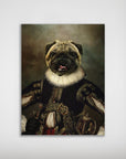 Personalized 'William Dogspeare' pet poster featuring a pug in a dark, ornate Renaissance costume.