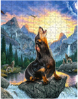 'The Retro Wolf' Personalized Pet Puzzle