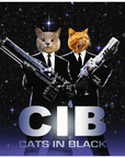 'Cats in Black' Personalized 2 Pet Poster