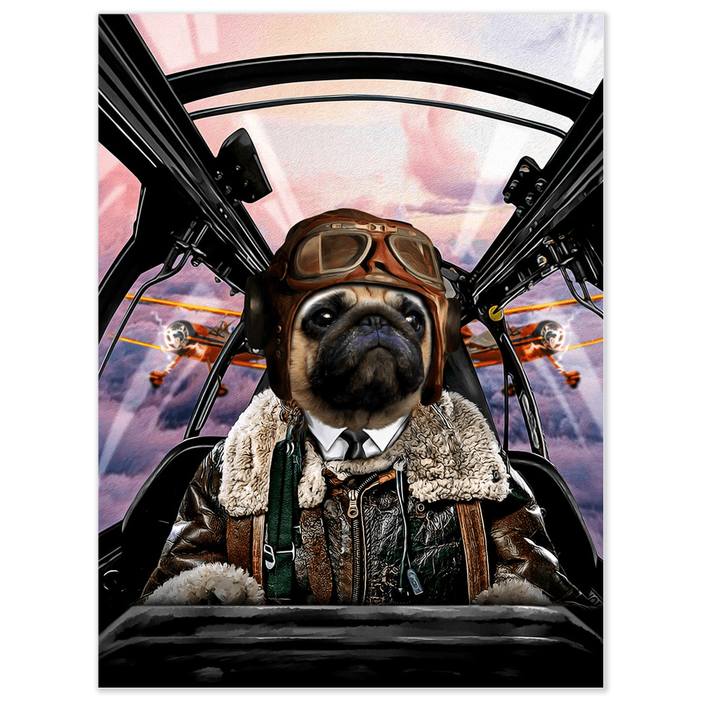 dog with pilot goggles The Pilot' Personalized Dog Poster – doggovinci