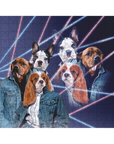 '1980s Lazer Portrait (2 Females, 1 Male)' Personalized 3 Pet Puzzle