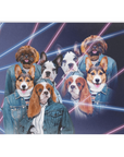 '1980's Lazer Portrait (4 Females)' Personalized 4 Pet Blanket