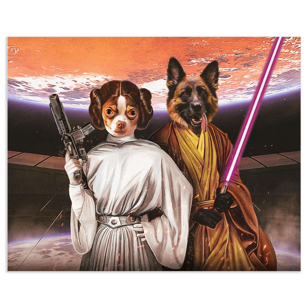 &#39;Princess Leidown &amp; Jedi-Doggo&#39; Personalized 2 Pet Poster