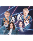 '1980s Lazer Portrait 2 Pet & Humans(Females)' Personalized Standing Canvas