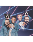 '1980s Lazer Portrait 2 Pet & Humans(Males)' Personalized Blanket