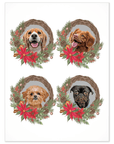 4 Pet Personalized Christmas Wreath Poster