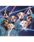 '1980's Lazer Portrait (4 Males)' Personalized 4 Pet Poster