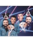 '1980s Lazer Portrait 2 Pet & Humans(Males)' Personalized Poster