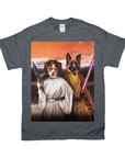 'Princess Leidown & Jedi-Doggo' Personalized 2 Pet T-Shirt