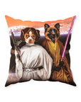 'Princess Leidown & Jedi-Doggo' Personalized 2 Pet Throw Pillow