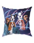 '1980s Lazer Portrait (2 Females/1 Male)' Personalized 3 Pet Throw Pillow