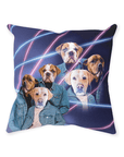 '1980's Lazer Portrait (Males)' Personalized 3 Pet Throw Pillow