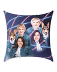 '1980s Lazer Portrait 1 Pet/Humans(Females)' Personalized Throw Pillow