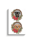 2 Pet Personalized Christmas Wreath Canvas