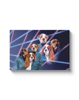 '1980s Lazer Portrait (2 Males/1 Female)' Personalized 3 Pet Canvas