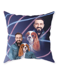 '1980s Lazer Portrait Pet(Female)/Human(Male)' Personalized Throw Pillow