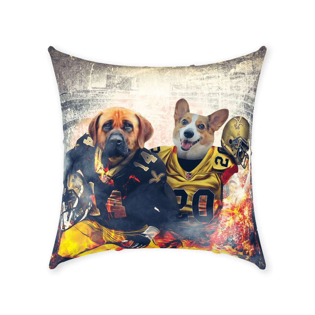 &#39;New Orleans Doggos&#39; Personalized 2 Pet Throw Pillow