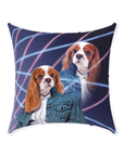 '1980s Lazer Portrait (Female)' Personalized Pet Throw Pillow