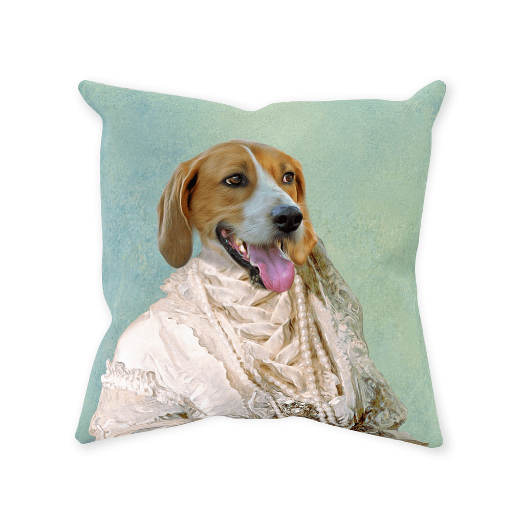 &#39;The Pearled Dame&#39; Personalized Pet Throw Pillow
