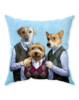 'Step Doggos & Doggette (2 Male 1 Female)' Personalized 3 Pet Throw Pillow
