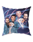 '1980s Lazer Portrait 1 Pet/Humans(Males)' Personalized Throw Pillow