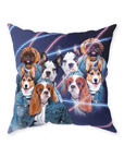'1980's Lazer Portrait (4 Females)' Personalized 4 Pet Throw Pillow