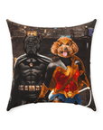 'Batdog & Wonder Doggette' Personalized 2 Pet Throw Pillow