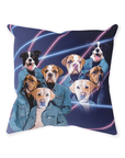 '1980's Lazer Portrait (4 Males)' Personalized 4 Pet Throw Pillow