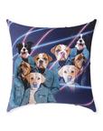 '1980's Lazer Portrait (4 Males)' Personalized 4 Pet Throw Pillow