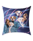 '1980's Lazer Portrait (Males)' Personalized 3 Pet Throw Pillow