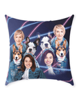 '1980s Lazer Portrait 2 Pet & Humans(Females)' Personalized Throw Pillow