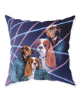 '1980s Lazer Portrait' Personalized 2 Pet Throw Pillow