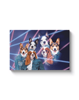 '1980s Lazer Portrait Personalized 3 Pet Canvas