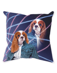 '1980s Lazer Portrait (Female)' Personalized Pet Throw Pillow