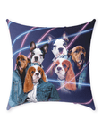 '1980s Lazer Portrait (2 Females/1 Male)' Personalized 3 Pet Throw Pillow