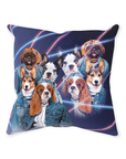 '1980's Lazer Portrait (4 Females)' Personalized 4 Pet Throw Pillow