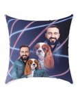 '1980s Lazer Portrait Pet(Female)/Human(Male)' Personalized Throw Pillow
