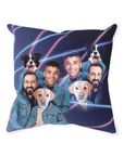 '1980s Lazer Portrait 2 Pet & Humans(Males)' Personalized Throw Pillow