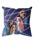 '1980s Lazer Portrait' Personalized 2 Pet Throw Pillow