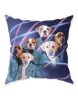 '1980's Lazer Portrait (Males)' Personalized 3 Pet Throw Pillow