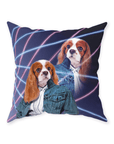 '1980s Lazer Portrait (Female)' Personalized Pet Throw Pillow