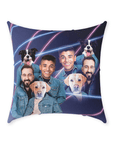 '1980s Lazer Portrait 2 Pet & Humans(Males)' Personalized Throw Pillow